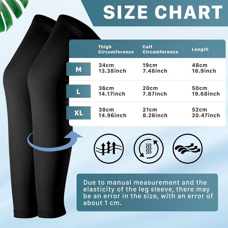 Vyndicca 3 Pairs Compression Leg Sleeves,Compression UV Long Leg Sleeves,Full Length Leg Sleeve for Sports Cycling,Black - Image 4